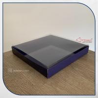 20x20x3.5 Altı Lacivert Karton Üstü Asetat Kutu