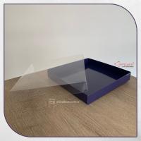 20x20x3 Altı Lacivert Karton Üstü Asetat Kutu
