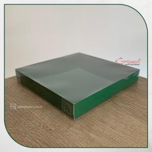 20x20x3 Altı Yeşil Karton Üstü Asetat Kutu