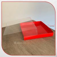 20x20x5 Altı Kırmızı Karton Üstü Asetat Kutu