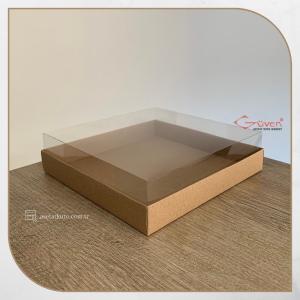 20x20x5 Altı Kraft Karton Üstü Asetat Kutu