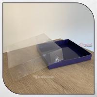 20x20x5 Altı Lacivert Karton Üstü Asetat Kutu