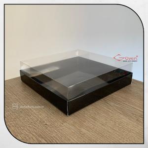 20x20x5 Altı Siyah Karton Üstü Asetat Kutu
