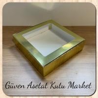 20x20x5 Gold Metalize Pencereli Karton Kutu