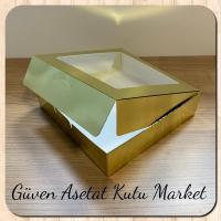 20x20x5 Gold Metalize Pencereli Karton Kutu