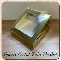 20x20x5 Gold Metalize Pencereli Karton Kutu