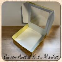 20x20x5 Gold Metalize Pencereli Karton Kutu