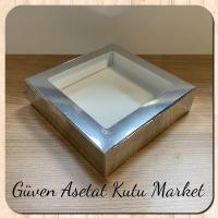 20x20x5 Gümüş Metalize Pencereli Karton Kutu
