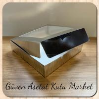 20x20x5 Gümüş Metalize Pencereli Karton Kutu