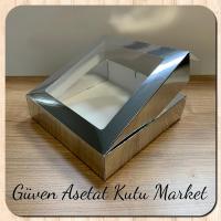 20x20x5 Gümüş Metalize Pencereli Karton Kutu