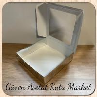 20x20x5 Gümüş Metalize Pencereli Karton Kutu