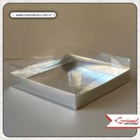 20x20x5 Altı Gümüş Metalize Karton Üstü Asetat Kutu