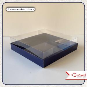 20x20x5 Altı Lacivert Karton Üstü Asetat Kutu