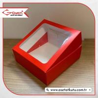 20x20x5 Kırmızı Pencereli Karton Kutu
