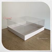 20x20x8 Altı Beyaz Karton Üstü Asetat Kutu