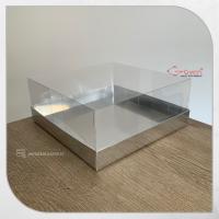 20x20x8 Altı Gümüş Metalize Karton Üstü Asetat Kutu