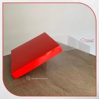 20x20x8 Altı Kırmızı Karton Üstü Asetat Kutu