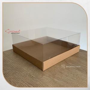 20x20x8 Altı Kraft Karton Üstü Asetat Kutu