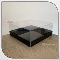 20x20x8 Altı Siyah Karton Üstü Asetat Kutu