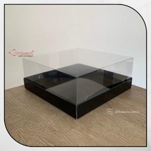 20x20x8 Altı Siyah Karton Üstü Asetat Kutu