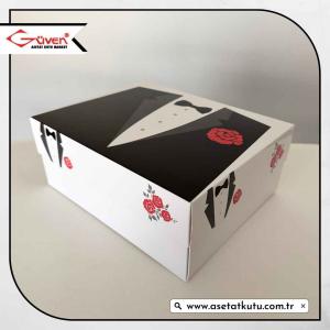 20x25x10 Damat Bohça Kutusu (Beyaz Tabanlı)