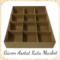 [12 Bölmeli] 20x25x5 Altı Kraft Karton Üstü Asetat Kutu