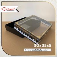 20x25x5 Kabe Örtüsü Desenli, Siyah Karton Tabanlı Kutu