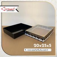 20x25x5 Kabe Örtüsü Desenli, Siyah Karton Tabanlı Kutu