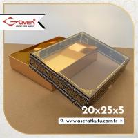 20x25x5 Kabe Yazısı Desenli, Gold Metalize Karton Tabanlı Kutu