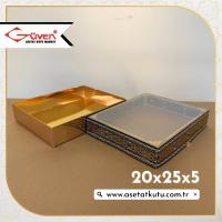 20x25x5 Kabe Yazısı Desenli, Gold Metalize Karton Tabanlı Kutu