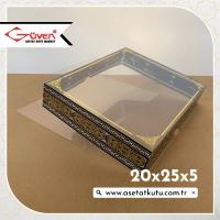20x25x5 Kabe Yazısı Desenli, Şeffaf Tabanlı Kutu