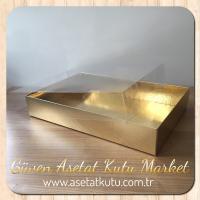 20x30x5 Altı Gold Metalize Karton Üstü Asetat Kutu