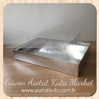 20x30x5 Altı Gümüş Metalize Karton Üstü Asetat Kutu