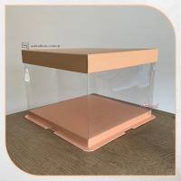 21.5x21.5x16 Pembe Karton ve Asetat Kutu (HM30)