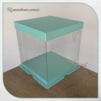 21.5x21.5x24 Mavi Karton ve Asetat Kutu (HM31)