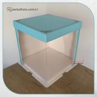 21.5x21.5x24 Mavi Yarı Karton Yarı Asetat Kutu (HM10)