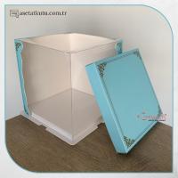 21.5x21.5x24 Mavi Yarı Karton Yarı Asetat Kutu (HM10)