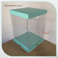 21.5x21.5x30 Mavi Karton ve Asetat Kutu (HM32)