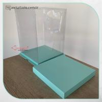 21.5x21.5x30 Mavi Karton ve Asetat Kutu (HM32)