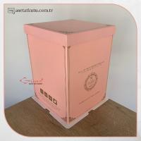 21.5x21.5x30 Pembe Yarı Karton Yarı Asetat Kutu (HM11)