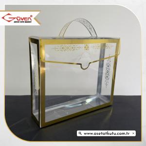 22.5x19.5x6 Gold Yaldızlı Asetat Çanta
