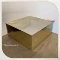 25x25x10 Altı Gold Karton Üstü Asetat Kutu