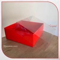 25x25x10 Altı Kırmızı Karton Üstü Asetat Kutu