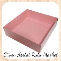 25x25x10 Altı Pembe Karton Üstü Asetat Kutu