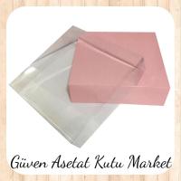 25x25x10 Altı Pembe Karton Üstü Asetat Kutu