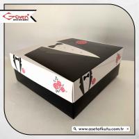 25x25x10 Damat Bohça Kutusu (Siyah Tabanlı)