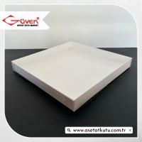 25x25x3 Altı Beyaz Karton Üstü Asetat Kutu