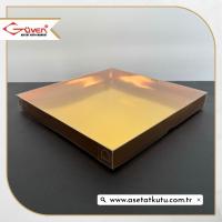 25x25x3 Altı Gold Metalize Karton Üstü Asetat Kutu