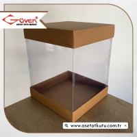 25x25x30 Kraft Karton & Asetat Kutu