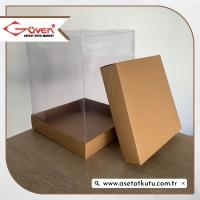 25x25x30 Kraft Karton & Asetat Kutu